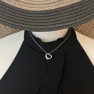 Tiffany & Co. Elsa Peretti Open Heart Pendant 925 Sterling Silver EUC